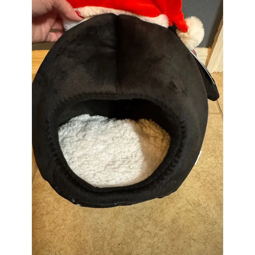 Mickey Mouse Santa Enclosed Kitten Cat Bed Cushion black red Christmas Disney